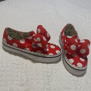 Vans Disney Minnie themed Kids Red and White Bow Sneakers